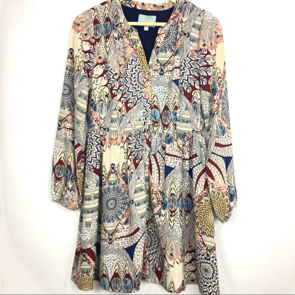 SKIES ARE BLUE (Anthro) boho button down dress